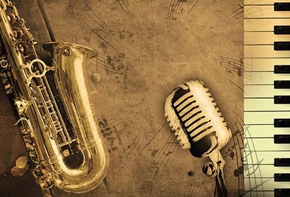 Saxophone, microphone and piano